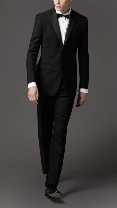 burberry black wool tuxedo suit.